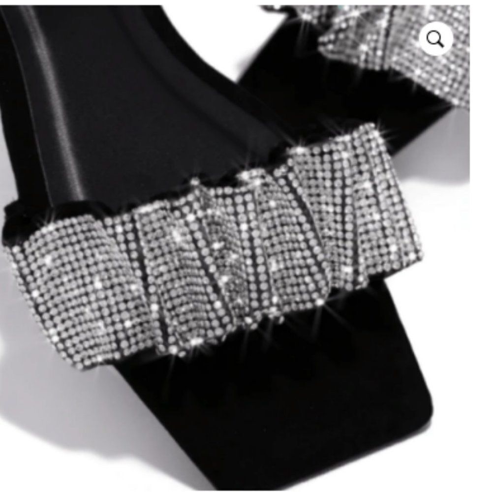 BLACK RHINESTONE FLAT SANDAL - Picture 4 of 4